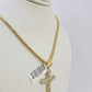 10K Gold Palm Chain 3mm Length 18" 20" 22" 24" 26" 28" 30" & Cross Charm