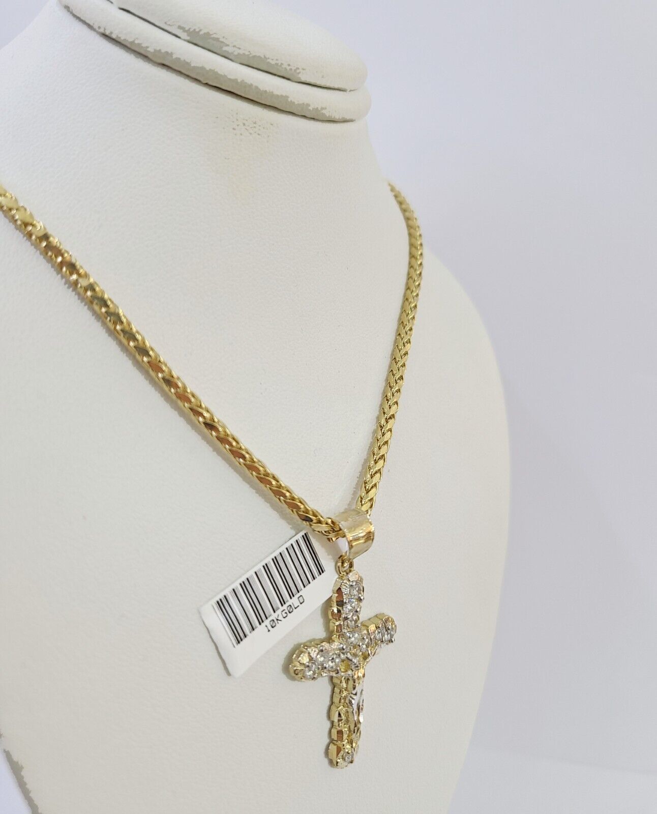 10K Gold Palm Chain 3mm Length 18" 20" 22" 24" 26" 28" 30" & Cross Charm