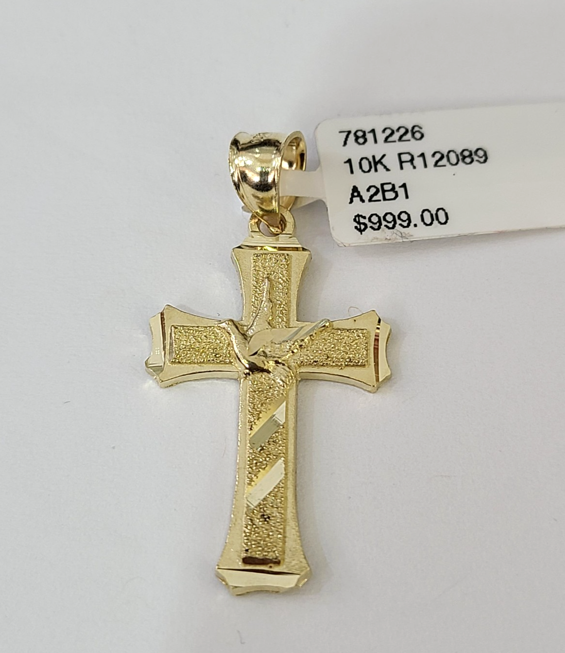Real 10K Jesus Cross Crucifix Pendant Yellow Gold Charm Genuine