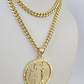 10k Cross Medallion Charm Miami Cuban Chain Pendant 5mm 18"28" Necklace Gold