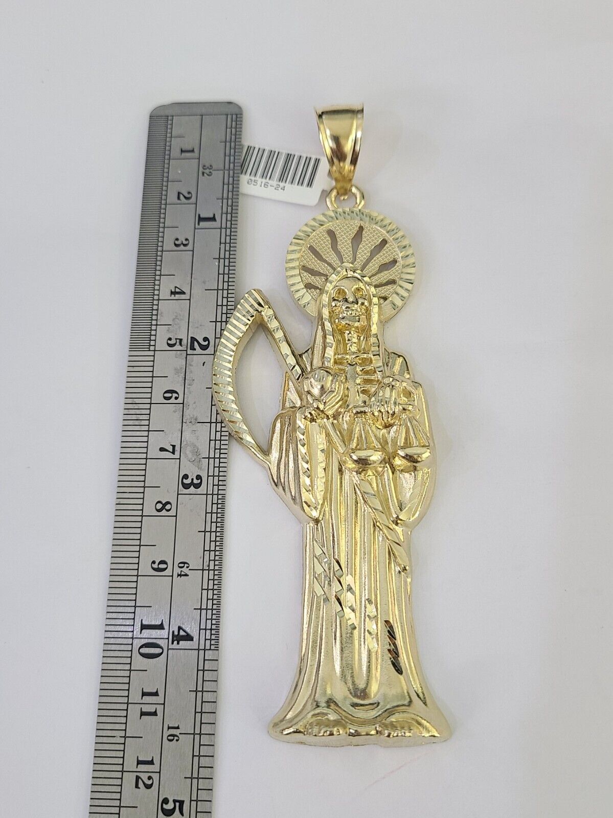 10K Franco Chain Saint Reaper Pendant Charm Necklace 20"-26" 5mm Gold SET Yellow