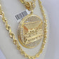 Real 10k Solid Rope Chain Last Supper Charm Set 6mm 20"-30" Inch Necklace Gold