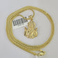 10K Franco Chain Jesus Pendant Charm Necklace 16"-24" 2mm Yellow Gold SET