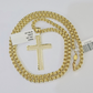 Real 10k Gold Plain Cross Byzantine Chain Necklace 3mm 20" SET 10kt Genuine