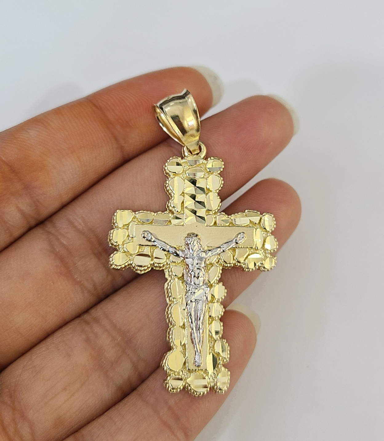 Real 10K Jesus Cross Pendant Crucifix Yellow Gold Charm Genuine 10kt