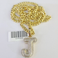 10k Miami Cuban Chain Diamond J Initial Charm Set 4mm 18"-28" Necklace Gold