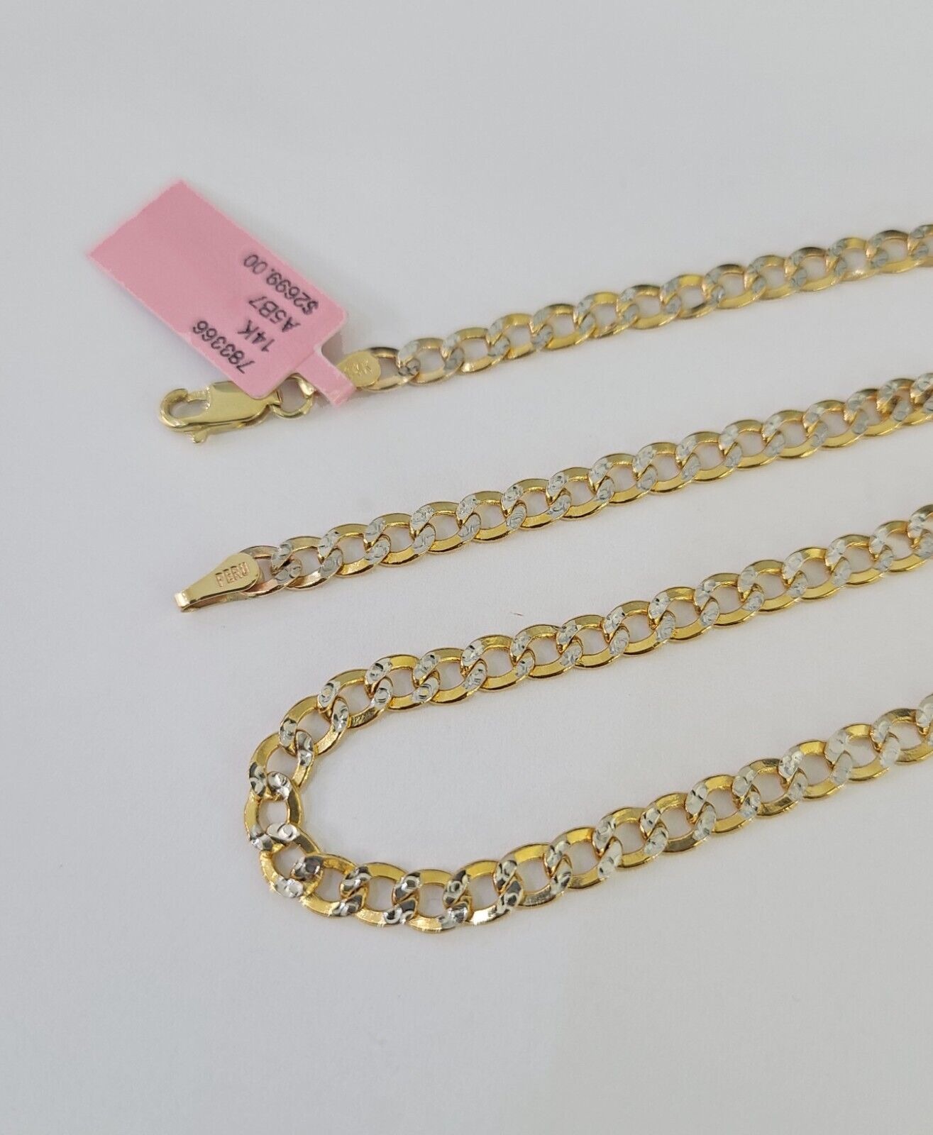 REAL 14k Cuban Curb Link Necklace Chain 4mm 16 inches Diamond Cuts 14kt