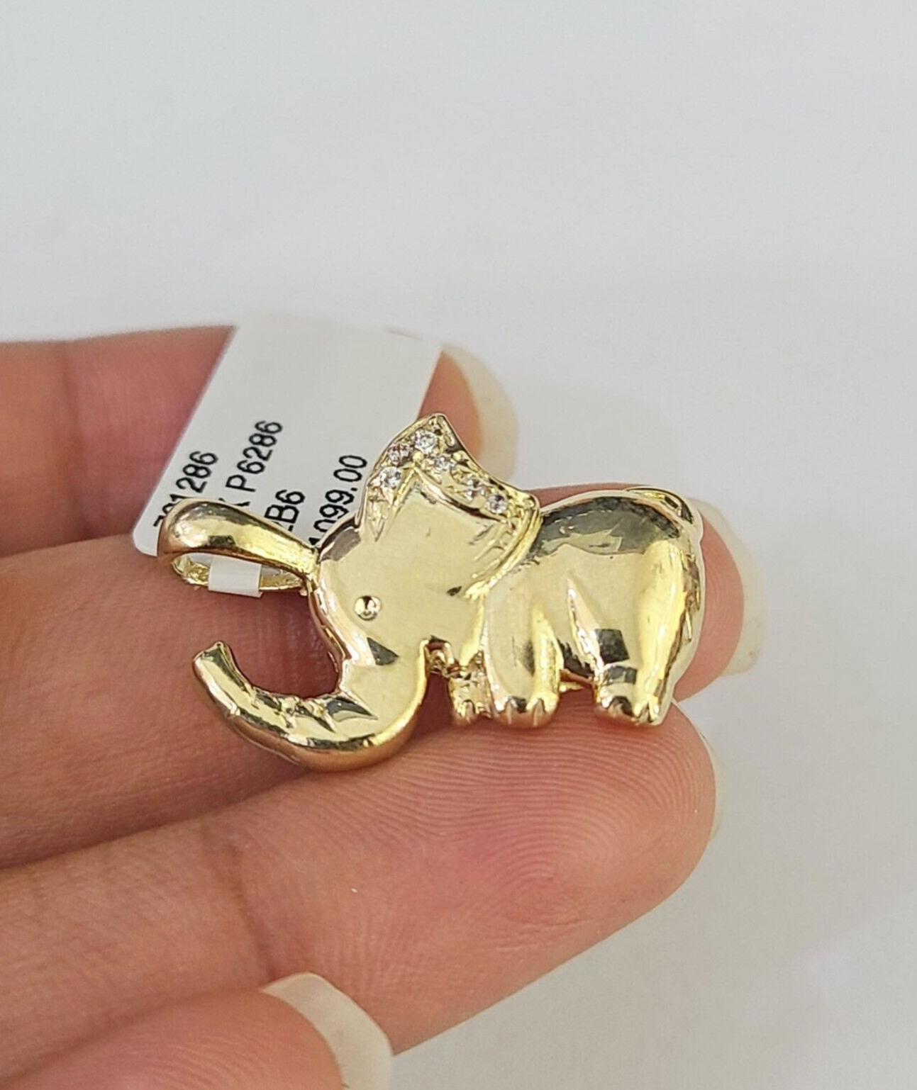 10K Real Yellow Gold Elephant Charm Pendant Gold 10kt Genuine