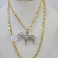 10k Miami Cuban Chain Goat Charm Set 4.5mm 20"-28" Necklace Pendant Gold