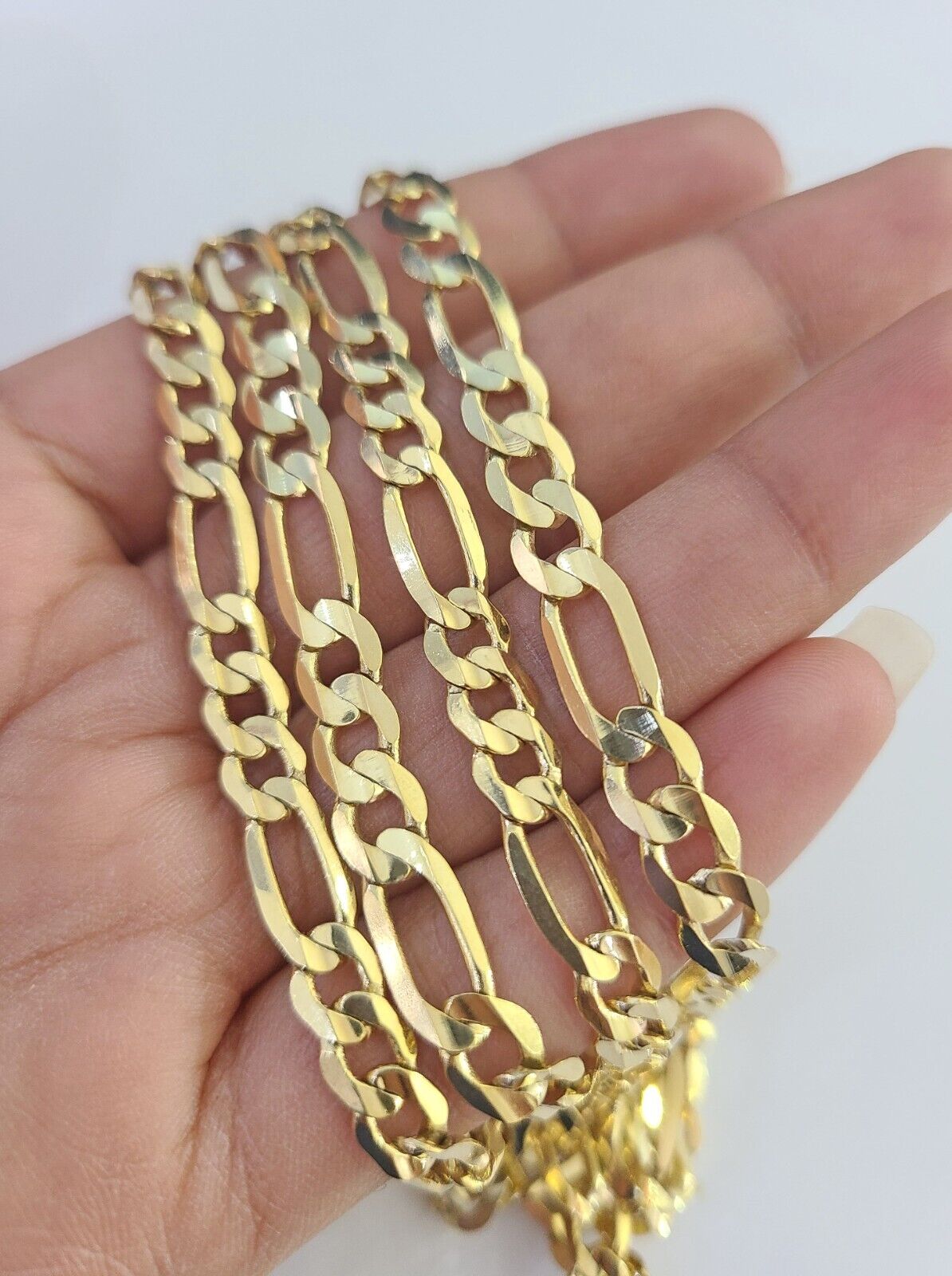 10K Solid Figaro Link Chain Necklace Yellow Gold 6mm 24" 26" 10kt