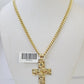 10k Yellow Gold Chain Cross Charm Set Miami Cuban Link Necklace Pendant DISCOUNT