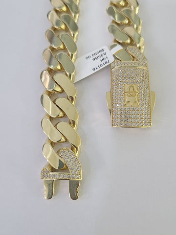 Real 10K Royal Monaco Bracelet Yellow Gold 9.5" Box Clasp 15mm Genuine