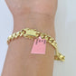 Real 14K Miami Cuban Bracelet Yellow Gold Box Clasp 8.5" Inch 7mm Link Hollow