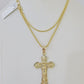 10K Gold Franco Chain INRI Cross Charm SET Length 16-20 Inches 1mm Ladies Women