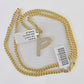 10k Miami Cuban Chain P Diamond Charm Set 4mm 18-26"Yellow Gold Necklace Pendant