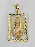 Real 10K Virgin Mary Pendent Charm 10kt Yellow Gold Holy Mother Guadalupe