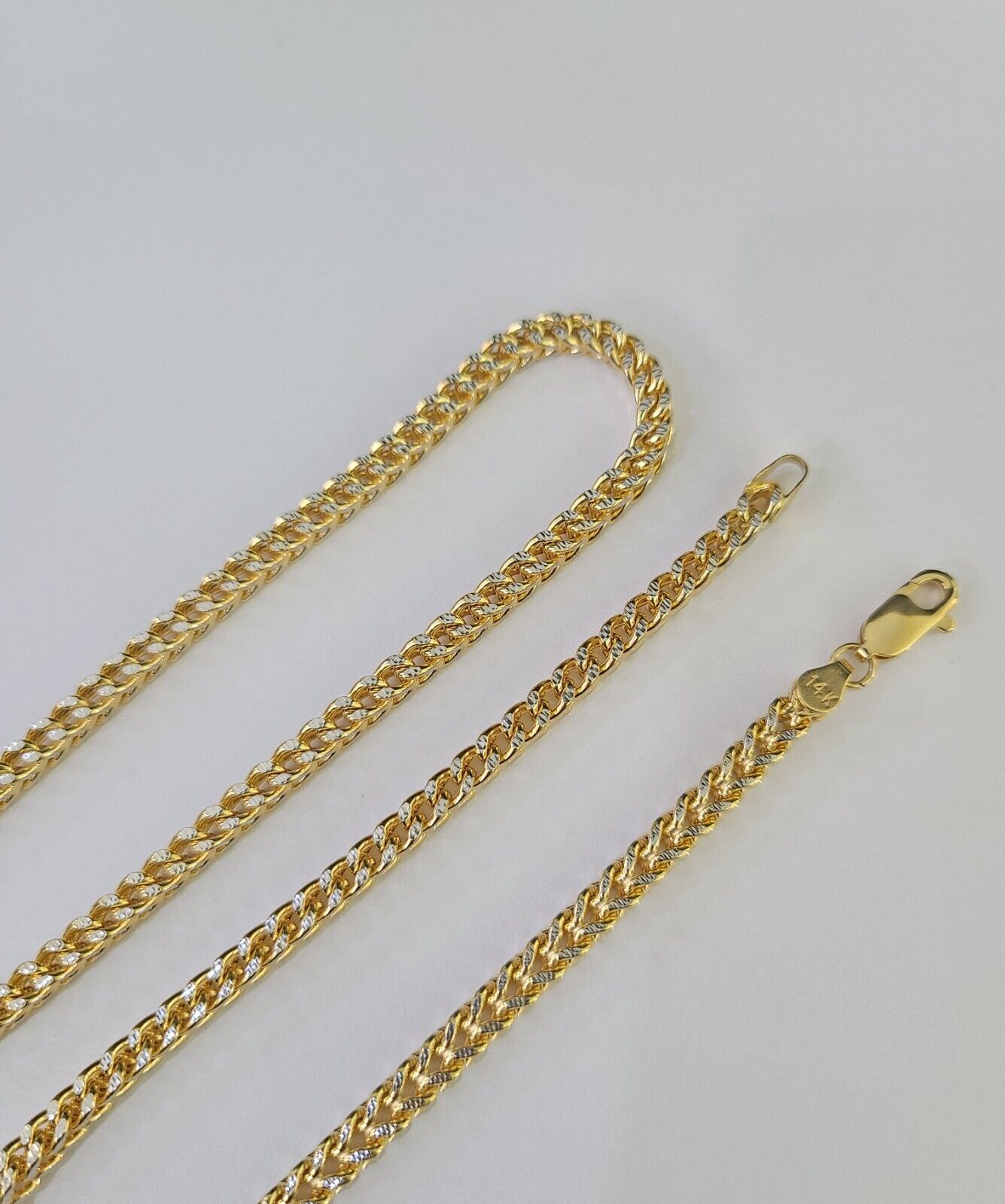 14K Franco Chain Necklace 18" 20" 22" 4mm Yellow Gold Diamond Cut Real