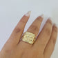 Real 14k Nugget Ring Yellow Gold Men Casual Flat Square 14kt