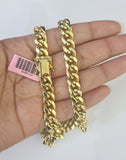 14k Yellow Gold 9mm Miami Cuban Link Chain Necklace 20"-30" Inch Real 14kt Mens