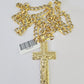 10k Solid Gold Cuban Curb Chain Jesus Cross Pendant 6mm 20"-30" SET Necklace