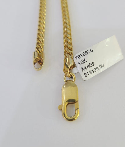 Real 10k Solid Palm Chain Yellow Gold 3mm Men Women Necklace 24" Genuine