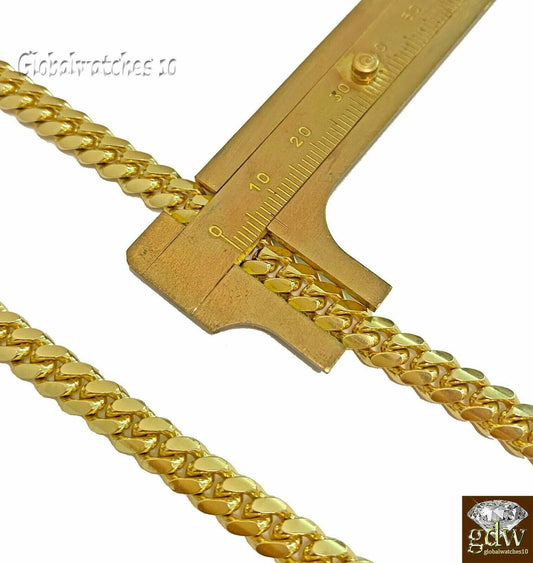 Real 10k Yellow Gold Miami Cuban Chain 7mm Necklace 22"-26" Box lock SOLID 10k