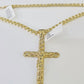 10k Gold Byzantine Box Necklace Jesus Cross Charm 18"-26" SET Yellow Real