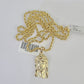 10k 2.5mm Rope Chain Jesus Head Pendant 18"-30" Yellow Gold Set Charm Necklace