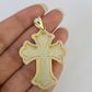 10k Crucifix Cross Charm Miami Cuban Chain Pendant Set 5mm 18"28" Necklace Gold