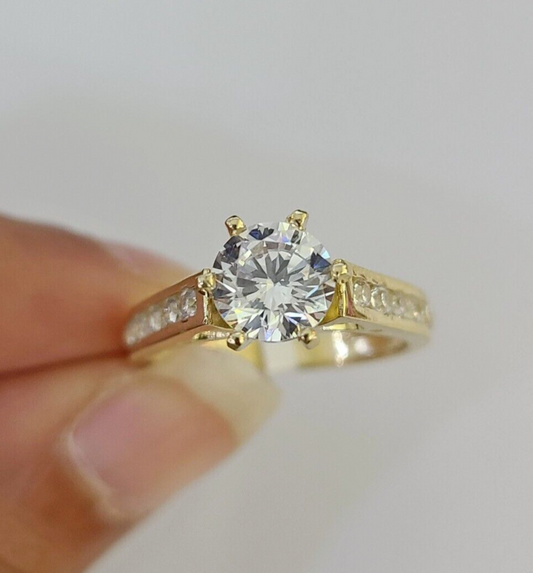Real 10k Yellow Gold Ring Wedding Engagement Casual 10Kt Genuine For Ladies / Women