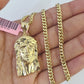 Real 14k Chain Jesus Head Charm Set Miami Cuban Link 4mm Necklace Pendant