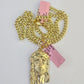 14k Chain Jesus Head Charm Set Miami Cuban Link 5mm 18"-30" Necklace Pendant