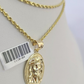 10k Solid Rope Chain 2mm Jesus Head Pendant Charm Necklace SET 18-22" Ladies