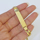 10k Yellow Gold Cuban Link ID Bracelet 8" 7mm Lobster Clasp Real 10Kt