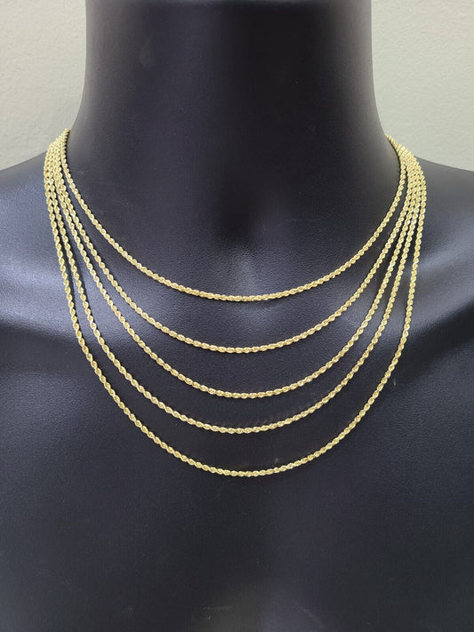 18k Yellow Gold Rope Chain 2mm 16"-24" Inch Real Gold 18kt All Sizes