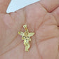 10K Gold Franco Chain Praying Angel Charm SET 16-20 Inches 1mm Ladies Women