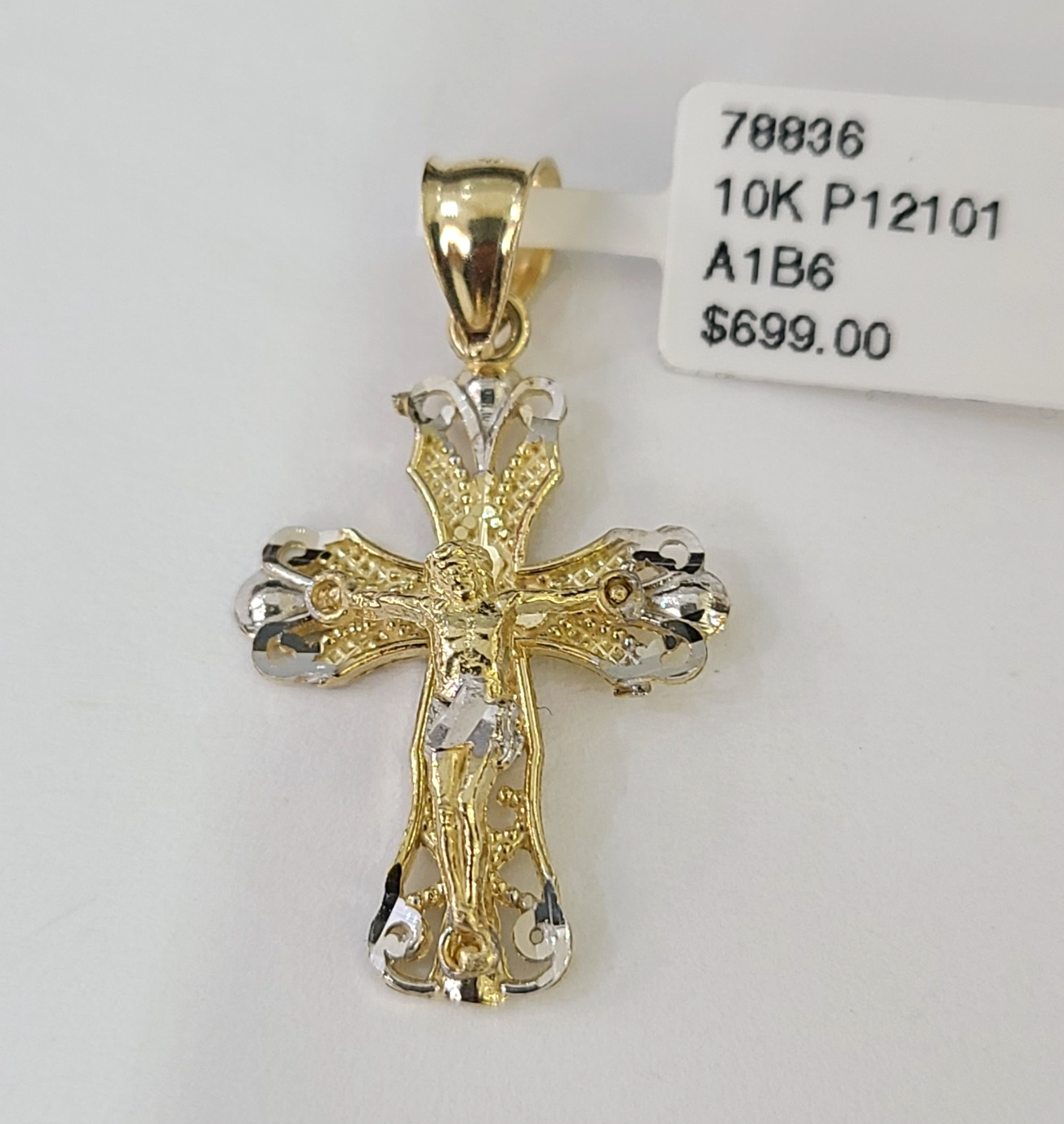 Real 10K Jesus Cross Pendant Crucifix Yellow Gold Charm Genuine