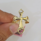 Real 14k Jesus Cross Hearts Ring Band Casual Wedding Engagement Yellow Gold