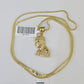 10K Gold Franco Chain Jesus Head Charm SET 18-24 inches 1mm Necklace