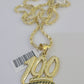 10k Milano Rope Chain 100 Sign Charm Necklace SET 3mm 18" 20" 22" 24"