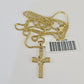 10K Solid Franco Chain Jesus Cross Pendant Charm Necklace 16"-24" 1mm Ladies