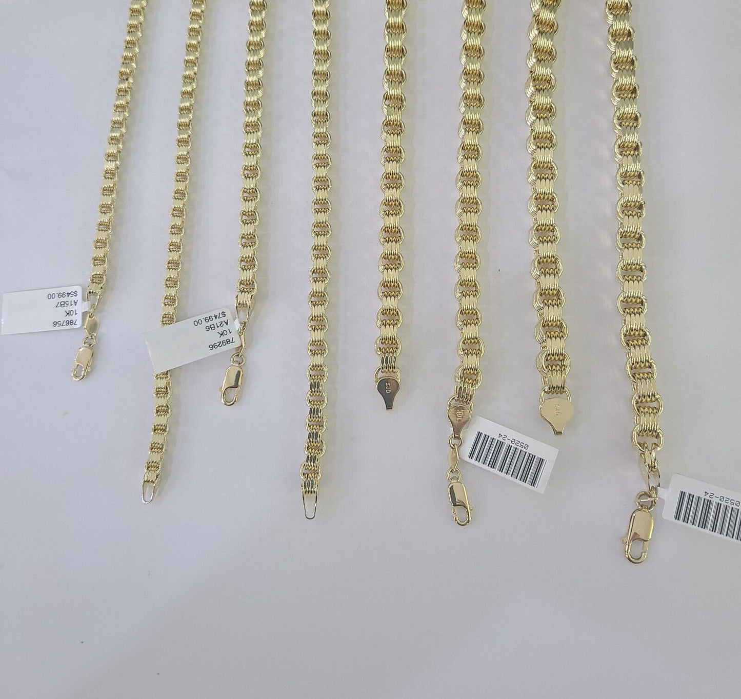 10k Byzantine Chain Yellow Gold Necklace 4mm-7mm 20-30 Inches Real Men Women