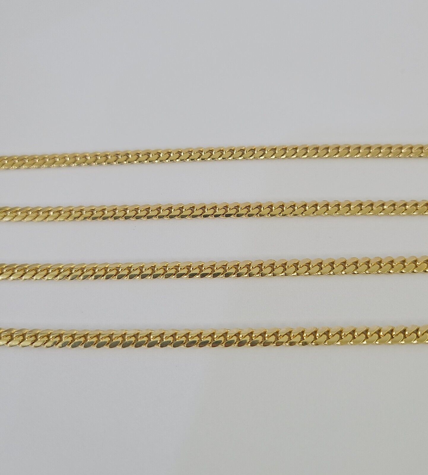 18k Solid Miami Cuban Chain Yellow Gold 3mm 18" 20" 22" 24" Inches Necklace Real