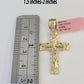 14k Jesus Cross Charm Pendant Yellow Gold Men Women 4" 3" 2" 1.5-2"