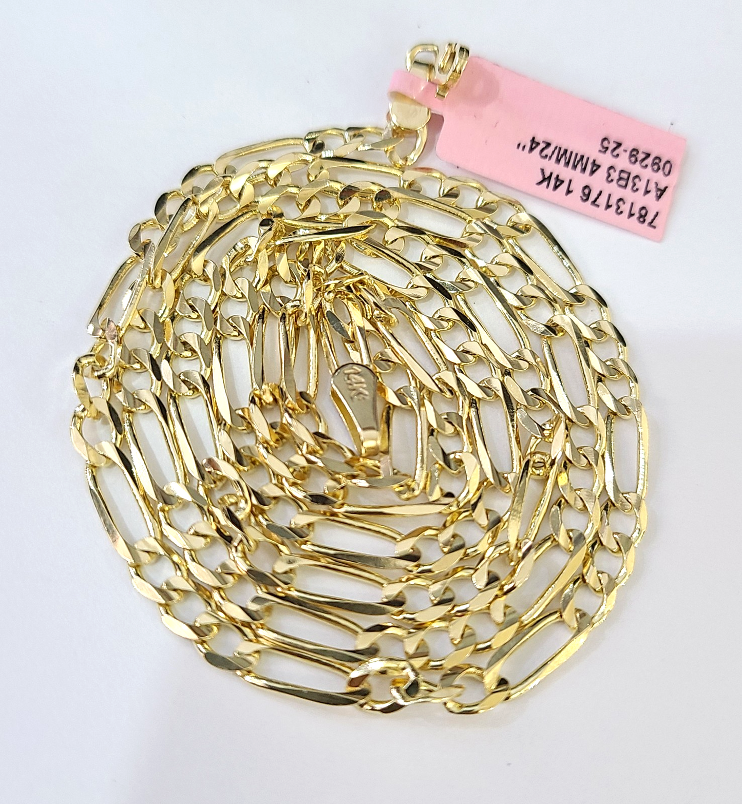 Real 14k Solid Gold Chain Figaro Link Necklace 4mm 18"-28" Men Women 14kt