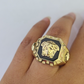 Real 10k Ring Medusa Head Fancy Black Design Yellow Gold Men Casual 10kt