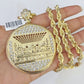 Real 10k Solid Rope Chain Last Supper Charm Set 6mm 20"-30" Inch Necklace Gold