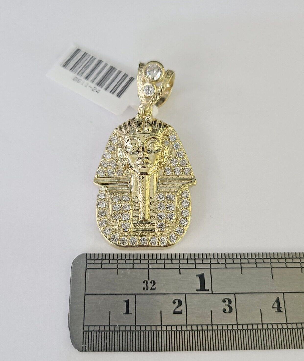 10k Egyptian Pharaoh Head Charm Pendant Yellow Gold 1.5" Inch Men Women Real