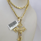 10k Milano Rope Chain Jesus Cross Charm Necklace SET 3mm 18"-26" Pendant