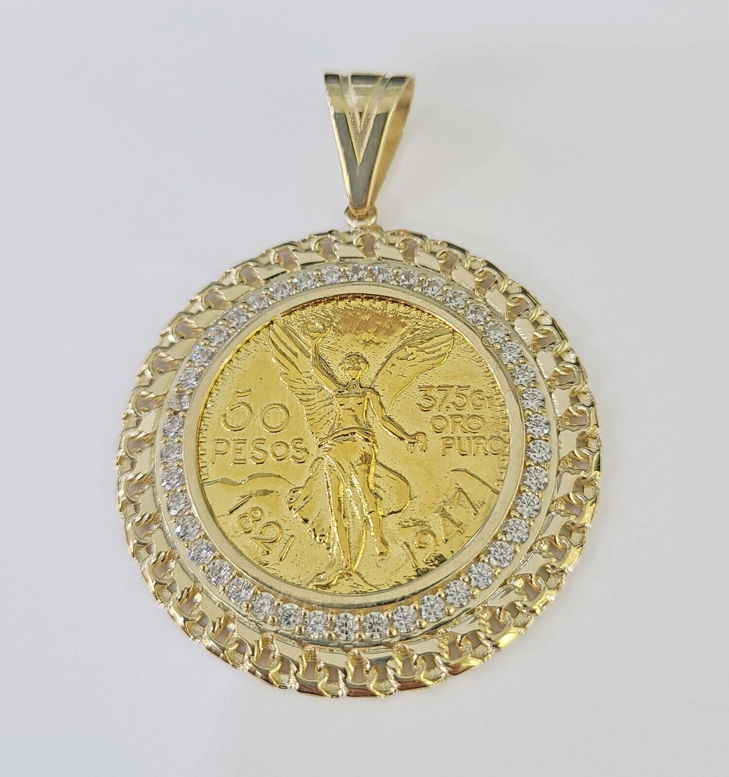 10k Centenario Coin Charm Yellow Gold 50 Pesos 1947 Mexico/Mexican Coin